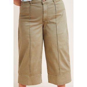 Anthropologie Olive Green Pintucked Chino Pants Size 24W